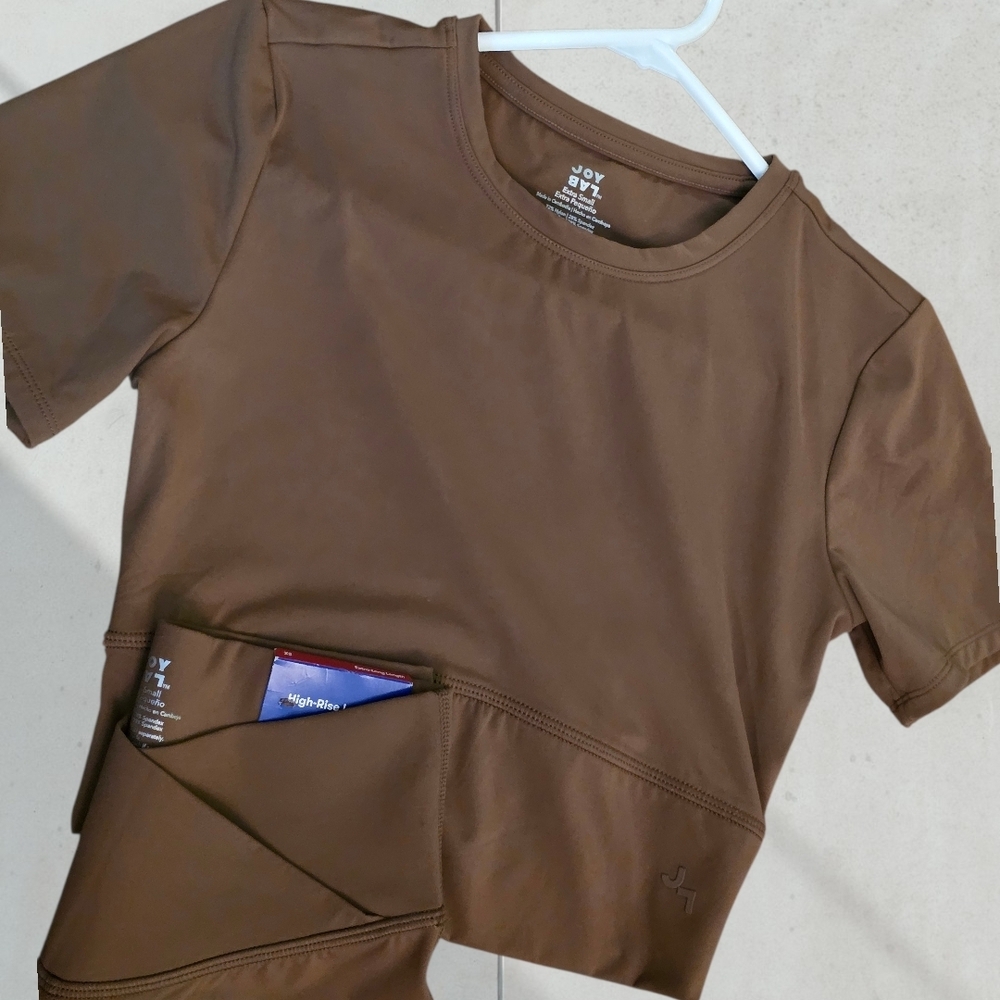 JoyLab NWT Brown Matching Activewear Set XS Flare Leggings & Cropped Top - Picture 11 of 11